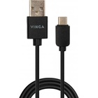 Дата кабель USB 2.0 AM to Type-C 1.0m 3A 22W PVC black Vinga (VCPUSBTC3ABK) U0463448