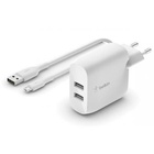 Зарядное устройство Belkin Home Charger (24W) DUAL USB 2.4A, MicroUSB 1m, white (WCE001VF1MWH) U0449677