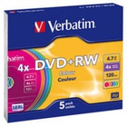 Диск DVD+RW Verbatim 4.7Gb 4x SlimCase 5шт Color (43297) K0004231