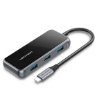 Концентратор Vention USB 3.1 Type-C to 4хUSB 3.0/PD 87W 5-in-1 Gray Mirrored Surface (TFDHB) U0955527